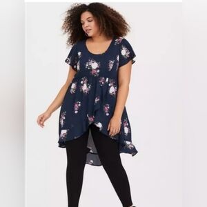 Torrid floral ruffle cottagecore fairy high low dress tunic romantic shear Large